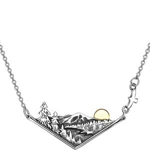 New 3D Mountain Range Eagle Artisan Southwestern Sterling Silver Forest Necklace